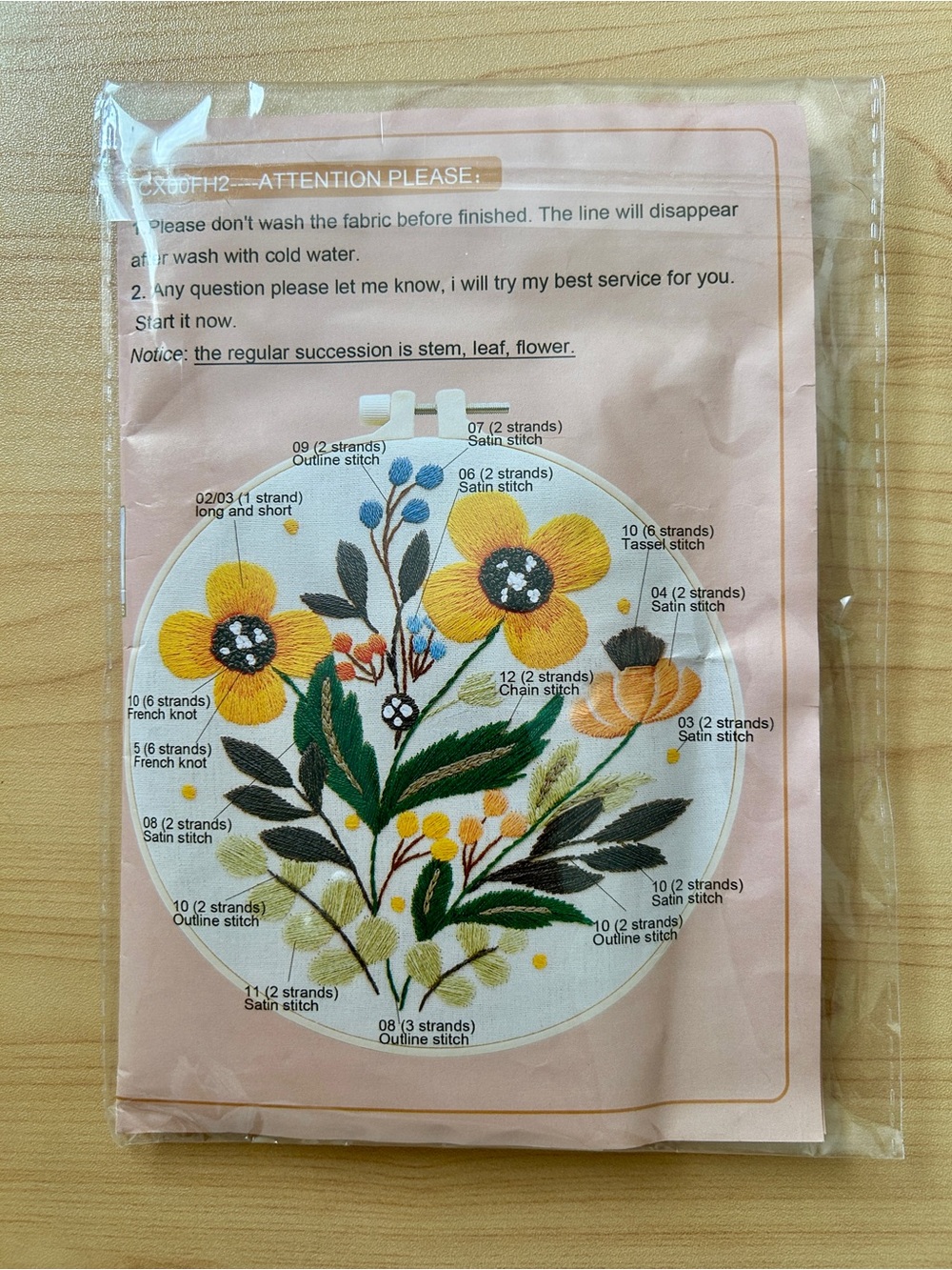 BRAND NEW Floral Embroidery Wall Art Kit in Yellow and Green